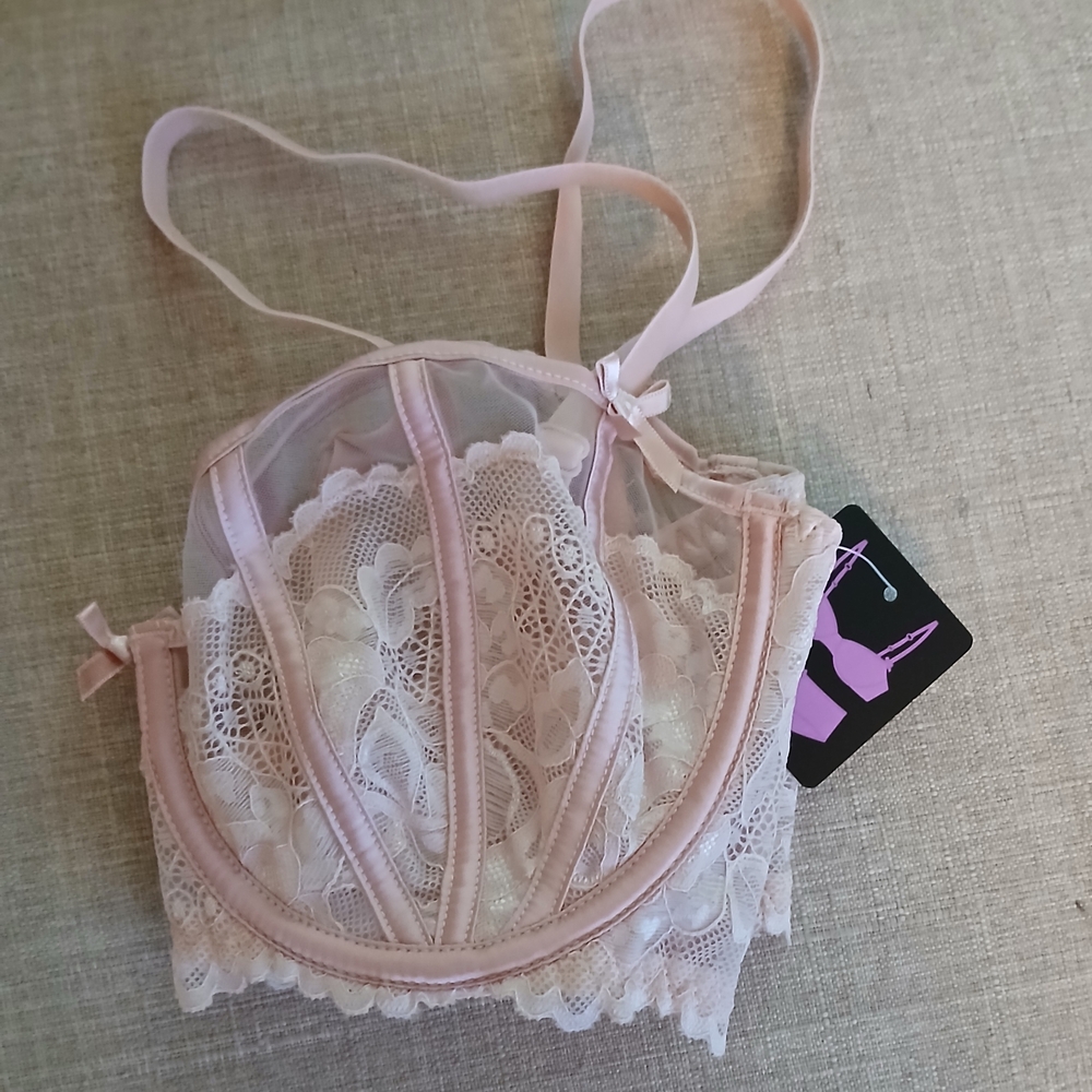 Delicate Lace Underwire Bra in Blush